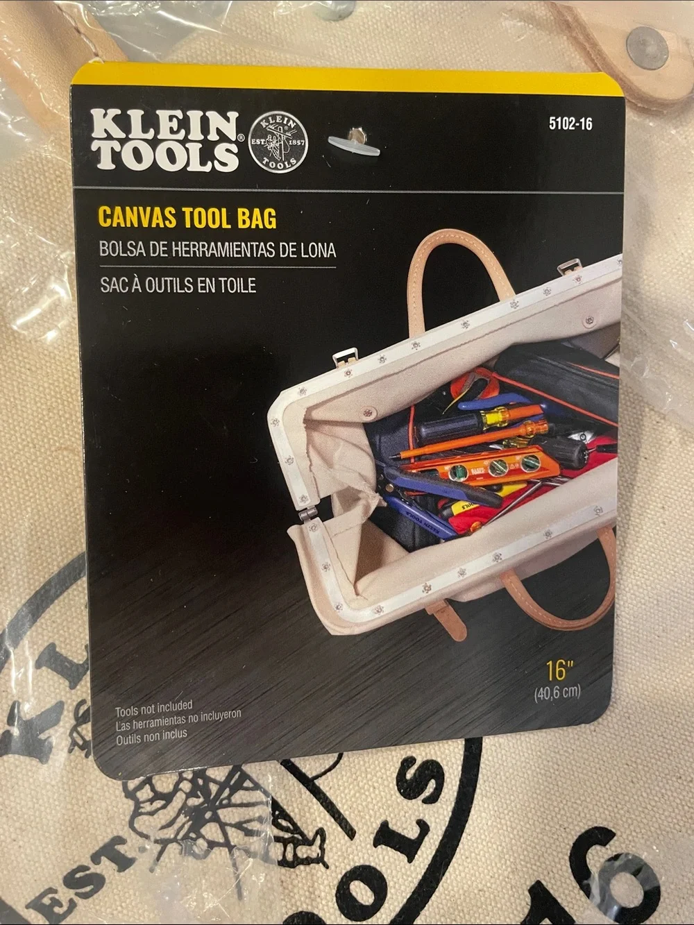 Klein Tools 5102-16 Canvas Leather Tool Bag Wide Mouth Heavy Duty Made in USA